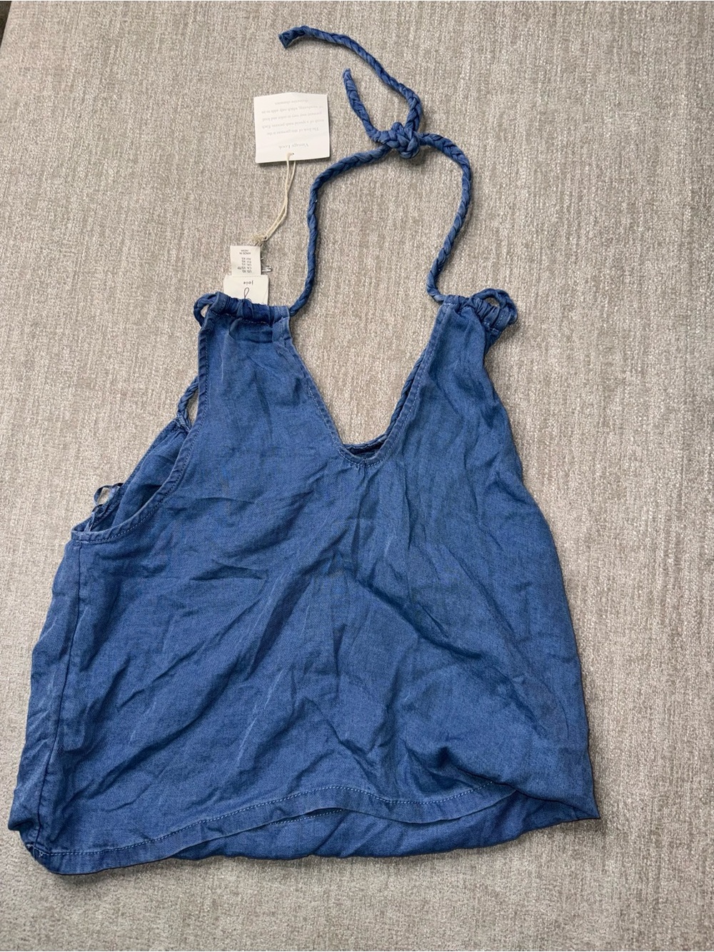 Title: Joie Women’s XS Blue Lyocell Halter Top Braided Tie Vintage Wash NWT